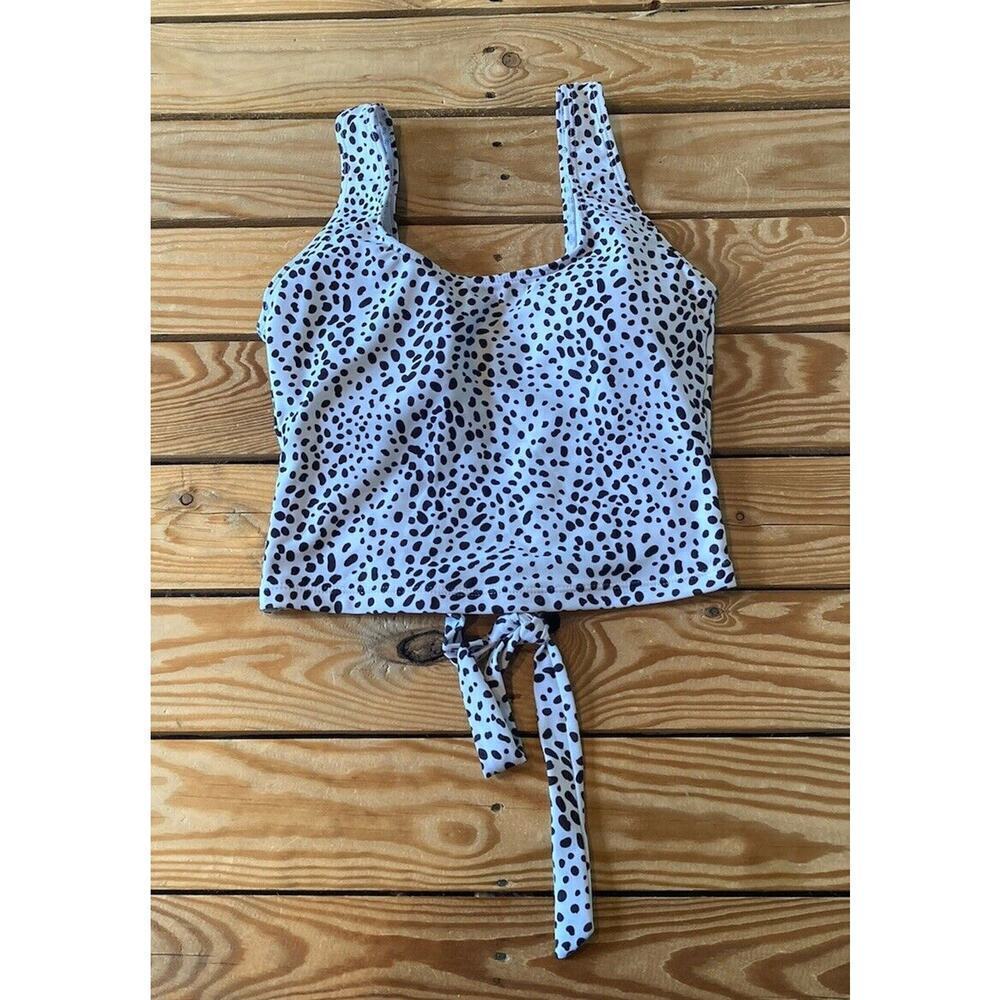 Janela Bay Tie Back Tankini Top Size XS Women’s White Black